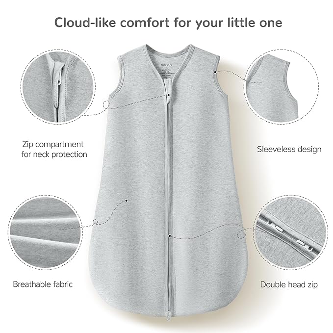 JELLYMONI Baby Sleep Sack 18-24 Months 100% Cotton Wearable Blanket, 0.5 TOG Soft Lightweight Toddler Sleeping Sack 3 Pack 2-Way Zipper Newborn Sleep Sacks
