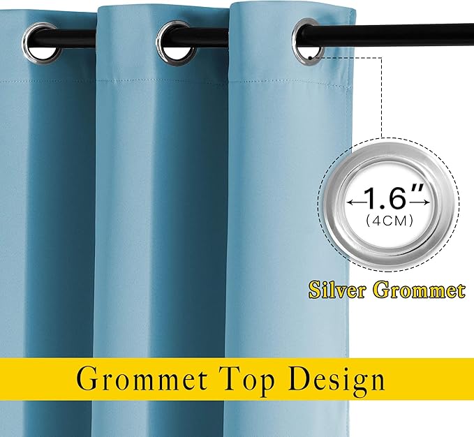 NICETOWN Blackout Curtains 54 Long - Window Treatment Thermal Insulated Solid Grommet Blackout Curtains/Panels/Drapes for Bedroom (Teal Blue, Set of 2, 66 by 54 Inch)