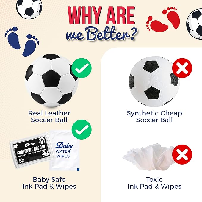 Circa Print Baby Soccer Ball Handprint Kit, Ink Pad for Hand and Footprints - Unique Keepsake for Dads, Baby Shower Present for Moms, Newborn Gift