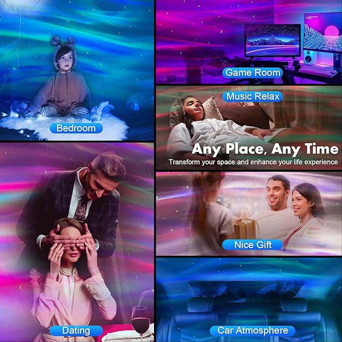 ENOKIK Northern Light Projector, Aurora Star Projector Built-in Bluetooth Speaker, White Noise Machine for Kids Adults, Galaxy Light for Bedroom/Ceiling/Party/Gift (Black)