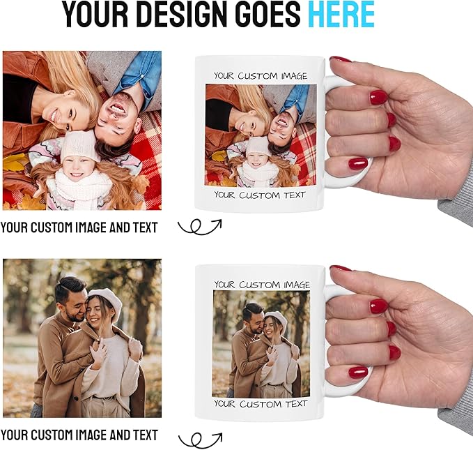 Personalized Coffee Mug – Custom Photo, Text, or Logo Ceramic Mug Tea Cup | Taza Personalizada with Picture or Message | Customized Gift Idea for Men & Women, Mom, Dad, Friends - White/Green | 15oz