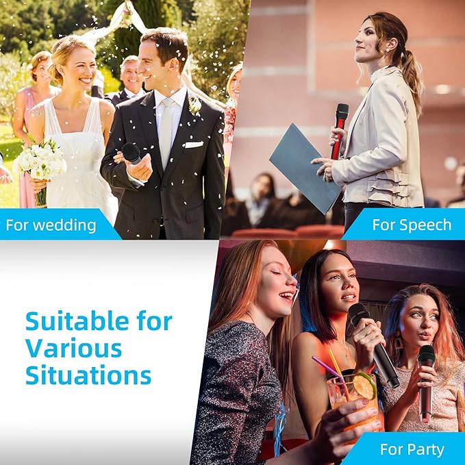 Aveek Wireless Microphone for Karaoke, 2.4GHz Rechargeable Karaoke Microphone(Work 10hs), for Speaker, Karaoke Machine,Church, Speech, Wedding, Party Singing, Grey,1 Pack