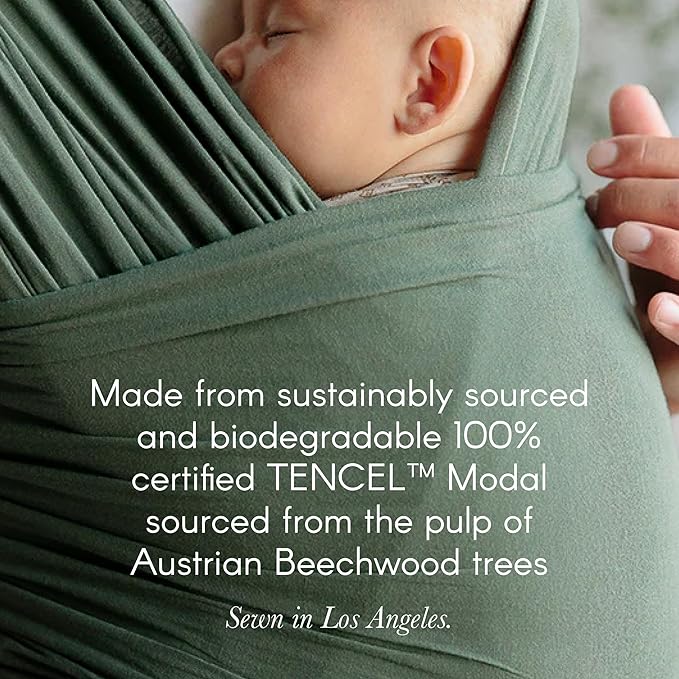 Solly Baby Wrap, Buttery-Soft Baby Carrier Newborn to Toddler 8-25 Lbs., Lightweight & Hands-Free Breathable Summer Carrier, Baby Wearing & Postpartum Essential, New Mom Gift, Natural + Grey Stripe
