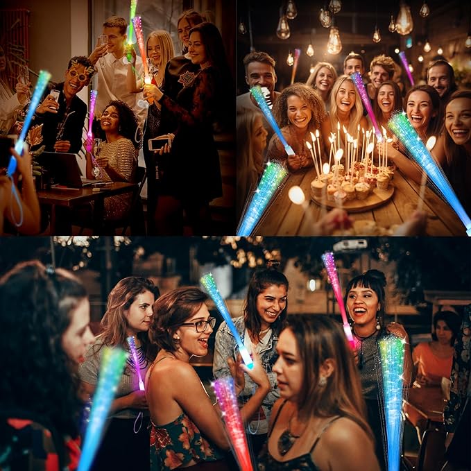 74 PCS Glow Fiber Wands Sticks, LED Light Wands, Glow in The Dark Party Supplies, Fiber Optic Wands, LED Flashing Sticks, Fiber Optic Light Wand Stick for Party, Wedding,Halloween and New Year