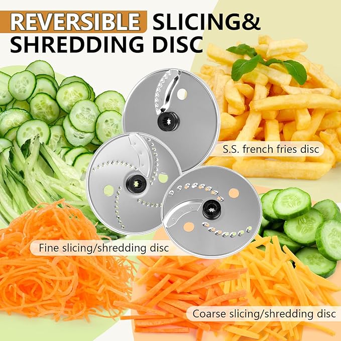 COOKLEE Food Processor, 600 Watts, 6 Functions Electric Food Chopper for Chopping, Mincing, Dicing, Shredding, Slicing, Purees & Dough with 12cup Processor Bowl, Food Chute & Pusher, Black