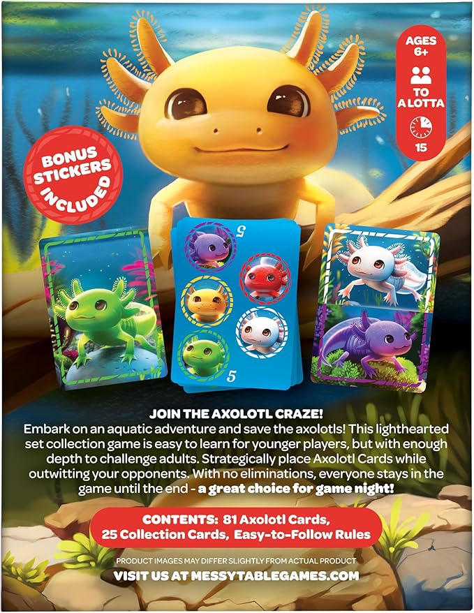 A Lotta Axolotls | Lighthearted Card Game | Great for Game Night | Perfect for Kids and Adults | Ages 6 and up