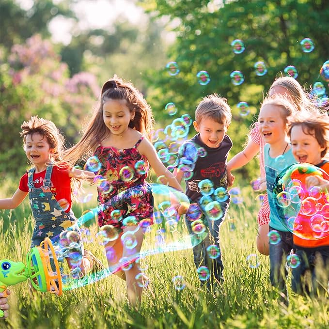 Bubble Gun Bubble Machine Dinosaur Bubble Blower Toy for Kids and Toddlers Bubble in Bubble Gun Party Favors Birthday Christmas Easter Gift for 3 4 5 6 7 8 9 Years Old Boys and Girls (Green)