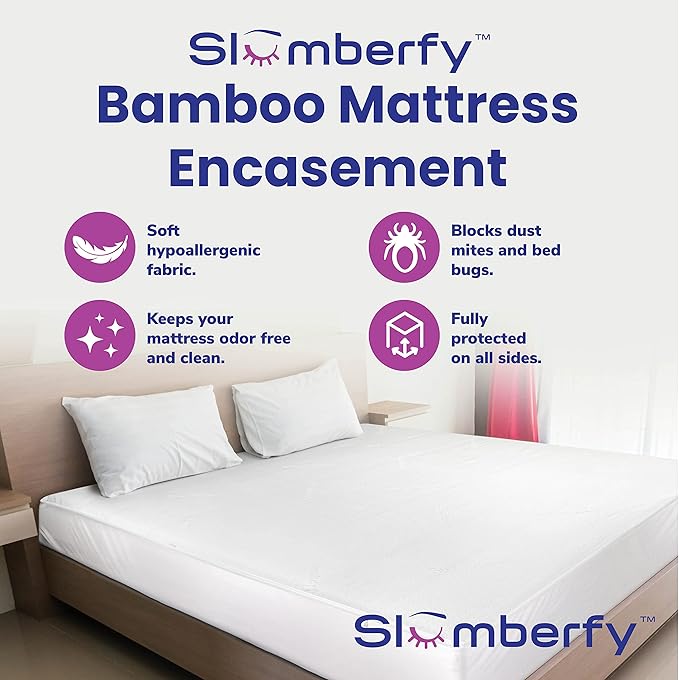 Twin XL Size Waterproof Viscose Made from Bamboo Mattress Encasement by Slumberfy - Premium Skin-Safe Mattress Protector with 360° EZ Zipper, Bed Bug, Zippered Encasement (39x80 in)