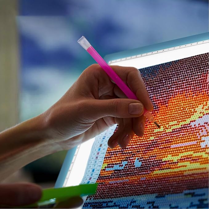 iVyne Corded A4 Light Pad for Diamond Painting & Art Projects – LED Light Board with Diamond Art Accessories – Ultra-Thin & Portable Diamond Dot Light Board, Perfect for Artists - Blue