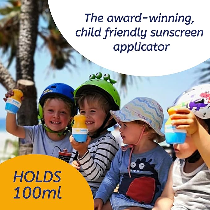 Solar Buddies Sunscreen Applicator - Single Black - Refillable Roll on Sponge Sunscreen, Suncream & Lotion Applicator For Kids, Adults & Families - Holds 3.4fl oz, Perfect Size for Travel