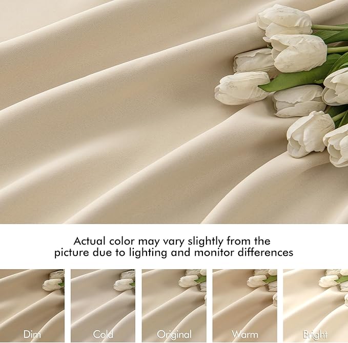 MIULEE Back Tab Cream Beige Curtains 94 Inch Long 2 Panels Set for Living Room Bedroom, Ivory Rod Pocket/Pinch Pleated Light Blocking Thermal Insulated Room Darkening Floor to Ceiling Blackout Drapes