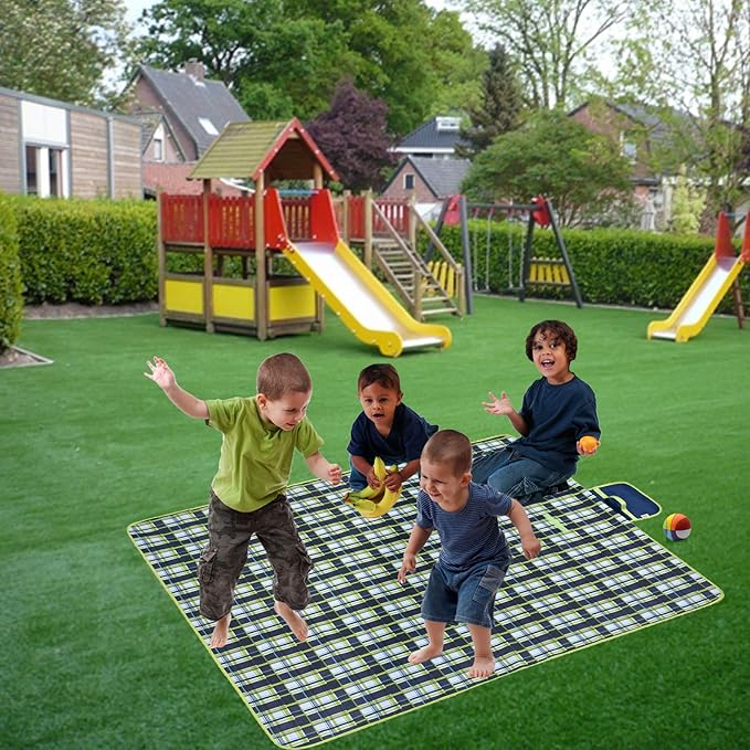 Picnic Blanket Beach Mat Extra Large Sandproof Waterproof Camping Blanket Portable Travel Blanket Play Mat for Outdoor Indoor Family Women Men Kids Beach BBQ Park Grass, 79"x57"