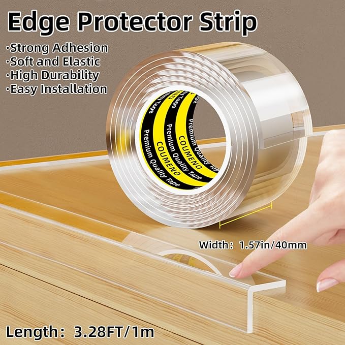 Clear Edge Protector,Safe Corner Protector, Anti-Sharp Edge Protector, for Furniture, Drawers, Tables, Cabinets 1.57inX3.28FT