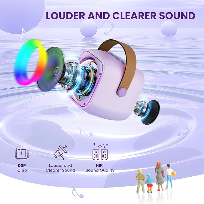 Karaoke Machine for Kids Toys for 4-12+ Year Old, Mini Portable Bluetooth Speaker with 2 Wireless Microphones, Birthday Party for Girls Boys