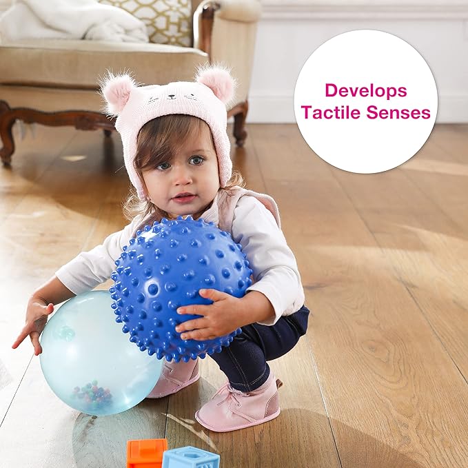 Edushape Original Sensory Ball for Baby - 7" Deflated Blue Color Baby Ball Helps Enhance Gross Motor Skills for Kids 6 Months & Up