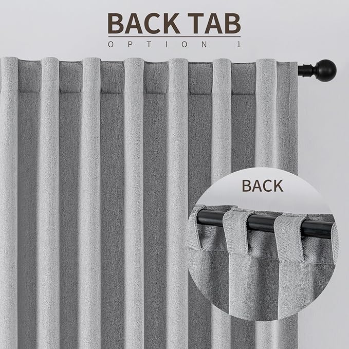 Joydeco Faux Linen Blackout Curtains for Bedroom,Light Grey Blackout Curtains 84 inches Long,100% Blackout Solid Thermal Insulated Window Drapes Luxury Decor for Living Room（W52xL84 Inch,Light Grey）