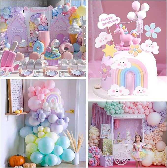 Pastel Balloons 219Pcs Daisy Balloon Garland Kit, 18 10 5 Inch Pastel Rainbow Balloons Arch, Birthday Decorations for Girls, Number 6 Balloons Daisy Balloons for Birthday Party Decorations