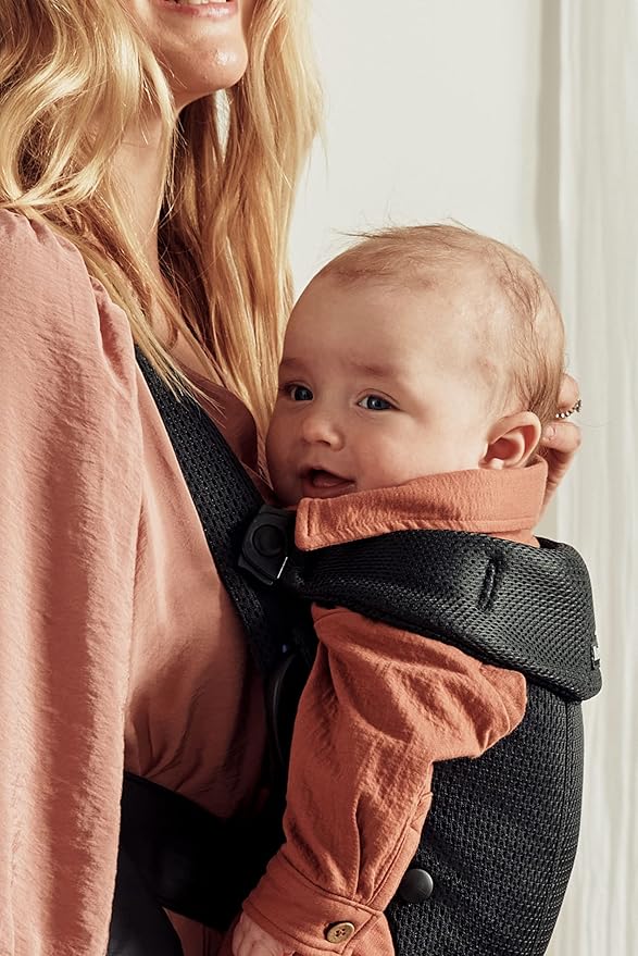 BabyBjörn Baby Carrier Mini, Black, 3D Mesh | Newborn Carrier (7-25 lbs), Ergonomic, Easy-to-Use