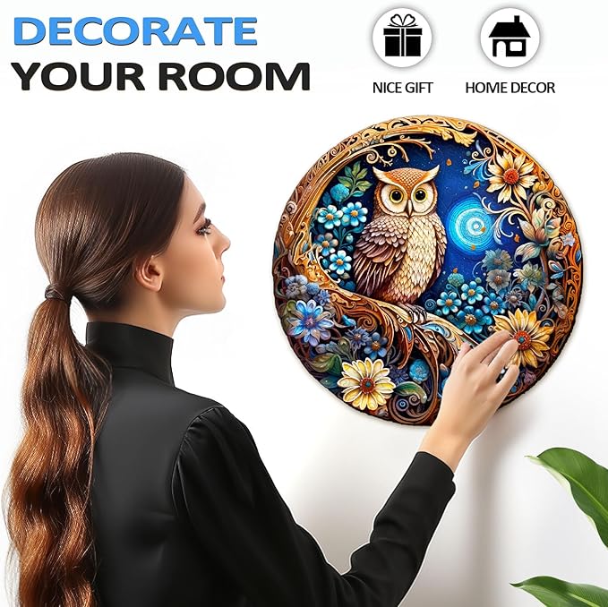 masseruon Wooden Puzzle for Adults-Moonlight Owl, Unique Shaped Jigsaw Puzzles(S, 100pieces, 8.4x8.4in), Beautiful Animal Owl Jigsaw Wood Puzzles Adult, Family Puzzle Game Christmas Birthday Gift
