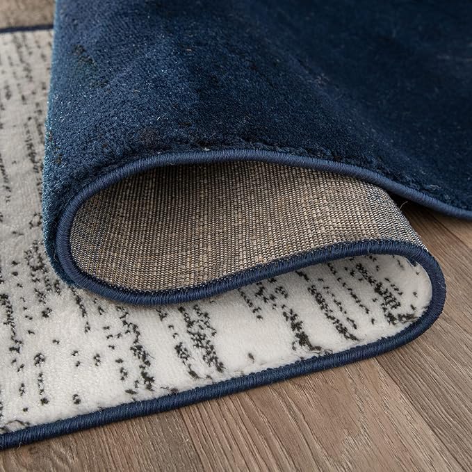 Rugshop Contemporary Modern Boxes Area Rug 2' x 3' Navy