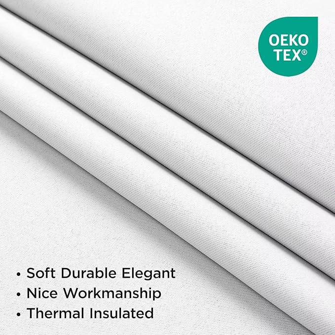 Joydeco 96 Inch 60% Blackout White Curtains 2 Panels, Elegant Semi Sheer Curtains for Bedroom, Thermal Insulated Black Out Drapes for Living Room, Rod Pocket Back Tab Drapes(W52 x L96 Inch,Pure White)