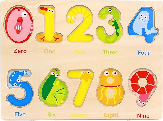 Aile Wooden Preschool Learning Number Puzzles Toys for Kids Age 2-4， Educational Toys