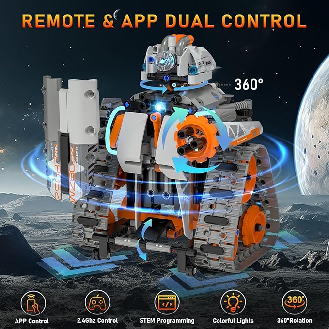 5in1 STEM Building Toys for Kids 6-14, Remote & APP Controlled Mech Robots/Heavy Tanks/Tracked Racer STEM Building Kit for Kid Science Learning, 552 Pcs DIY Building Blocks Set Gifts for Boys & Girls