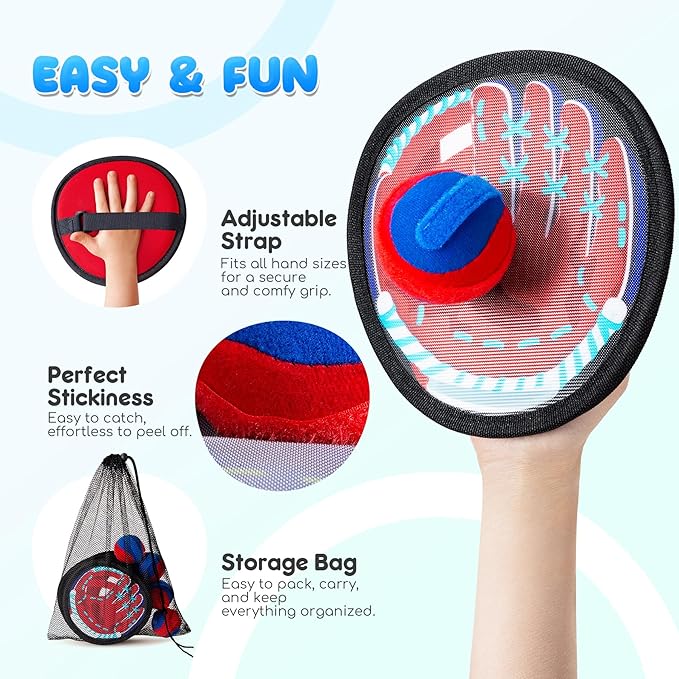 Toss and Catch Ball Set - Ultra Soft & Safe Toddler Baseball Gloves Designed for Pain-Free - Kids Games Toys Indoor Outdoor - Great for Yard Beach Pool - Gift for Boys Girls 2-4 5-7 8-10 Years