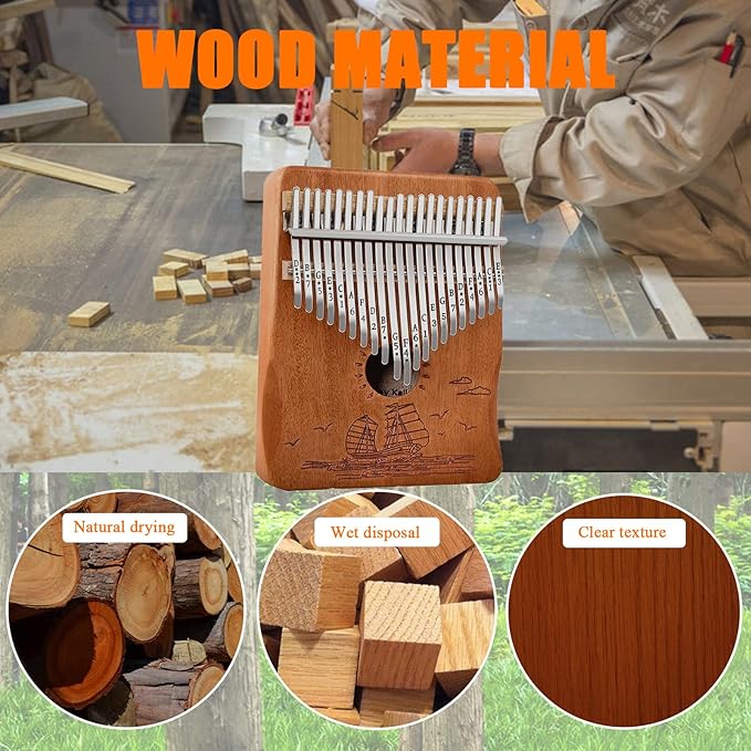 Finger Piano Kalimba 21 Keys, Calimba, Kalimba 21 Key with Tuning Hammer and Instructions, Sail Away Thumb Piano for Adults and Beginners(Brown)