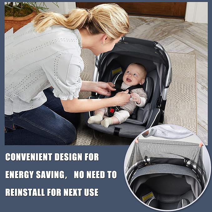 Baby Mosquito Net for Infant Car Seats,Infant Stroller and Bassinets, Carrier,Breathable with Elastic Netting for Easy Fitting, Portable Durable & Long Lasting Infant Insect Shield Netting (Black