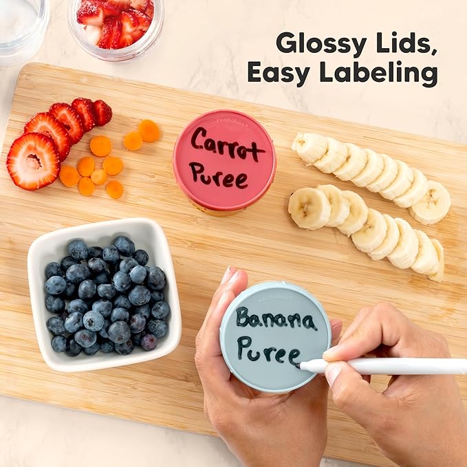 KeaBabies 4pk 8oz Glass Baby Food Containers with Lids - Leak-Proof, Microwavable Small Glass Jars, Baby Purees & Toddler Snack Storage Containers, BPA-Free, Dishwasher & Freezer Safe (Nord)