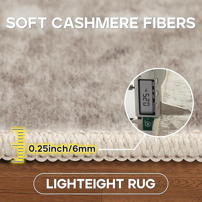 4x6 Area Rugs for Living Room Rug Washable: Modern Large Rug for Dining Room Bedroom Carpet Non Slip Low Pile 4 by 6 Indoor Abstract Nursery Home Office Brown Grey