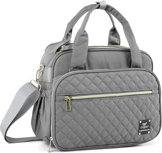 Crossbody Small Diaper Bag, Cute Mini Baby Diaper Tote Bags with Insulated Pockets for Traveling Outdoor Parent,Gray