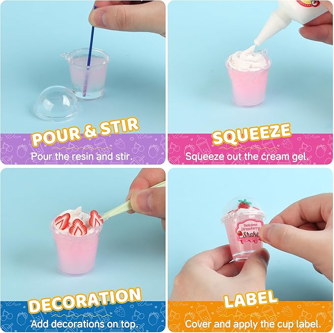 20 PCS Miniature Drink Marker Kit, Miniature Food Toys, Kitchen Pretend Food DIY Crafts Kits for Kids Ages 8-12, Girls Gift for Christmas, Birthday, Collectors, Resin Play, NOT Edible