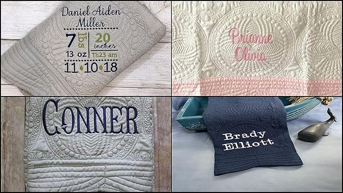 Personalized Baby Blanket Baby Quilt Monogrammed Blankets for Boys and Girls Embroidered Baby Gifts (Teddy Bear Stars)