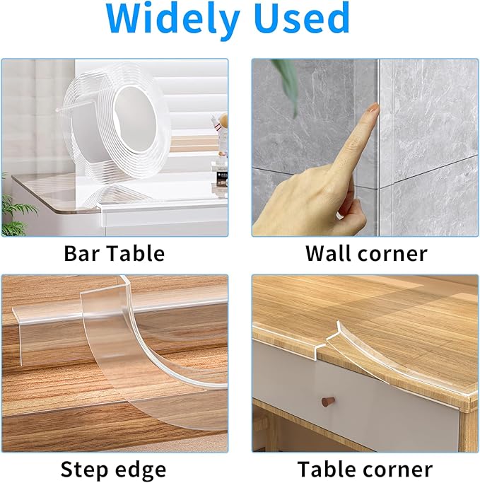 Edge Corner Protector Baby Proofing,Soft Clear Furniture Table Corner Guard & Edge Safety Cabinet Door Bumper,Crib Bumpers,Wall Protector,6.6ft(Width 0.8 in，Thickness 0.08 in)