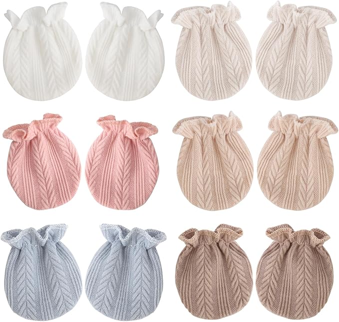 BQUBO Newborn Infant Toddler Mittens No Scratch Cotton Elastic Wrist Gloves Hypoallergenic for 0-6 Months Baby Boys Girls