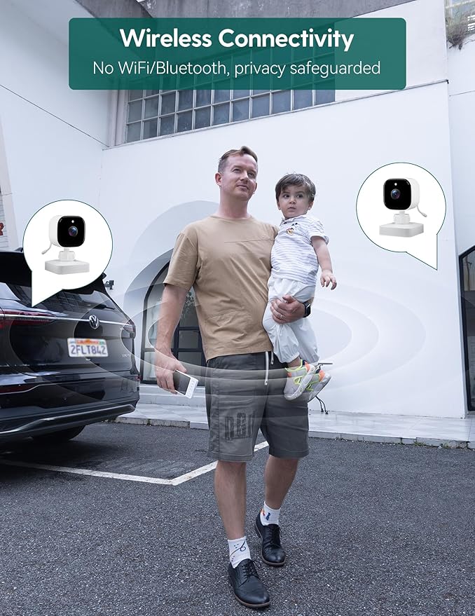 BABELIO Wireless Baby Car Camera with 5" HD Night Vision, Battery-Powered Rear Facing Car Seat Monitor for Kids and Pet, Easy Install 360° Rotatable Backseat Mirror, Newborns Travel Essentials Gifts