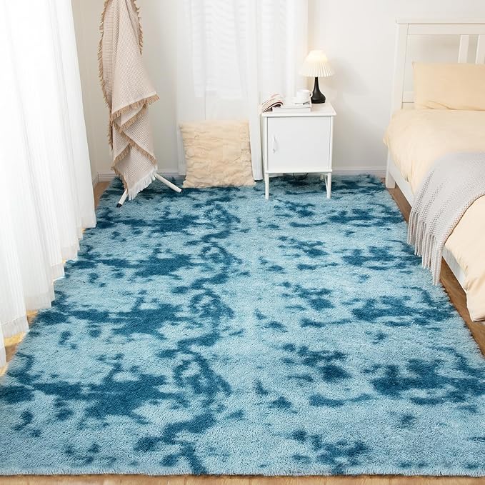 5x7 Area Rug, Luxury Rugs for Living Room, Ultra Soft Rugs for Bedroom, Non-Slip Indoor Carpet for Nursery, Kids Room, Playroom, Home Decor, Tie-Dyed Blue