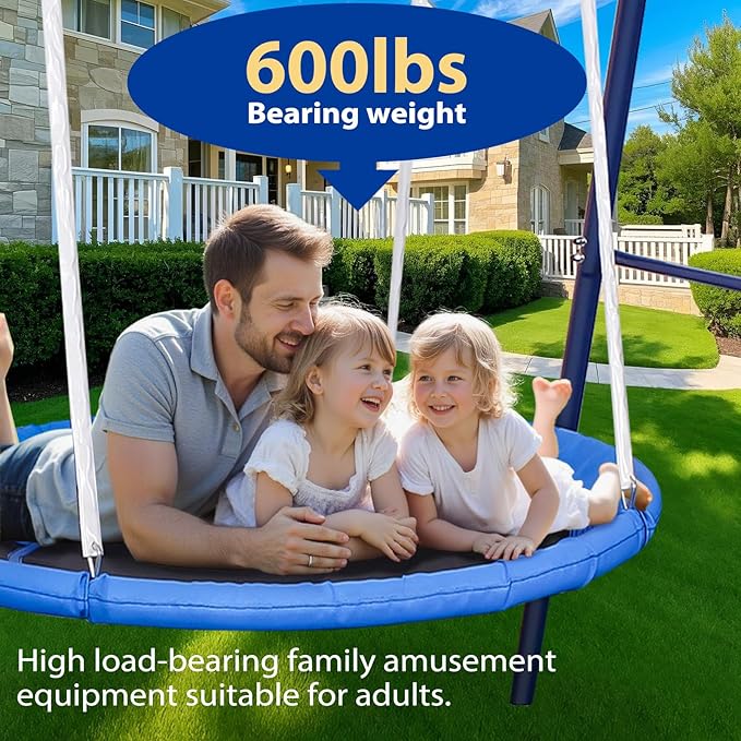 50-Inch Saucer Swing for Kids & Adults - Heavy-Duty 600 lbs Capacity, Indoor & Outdoor Use, Easy Assembly, for Outdoor Fun & Autism Relaxation