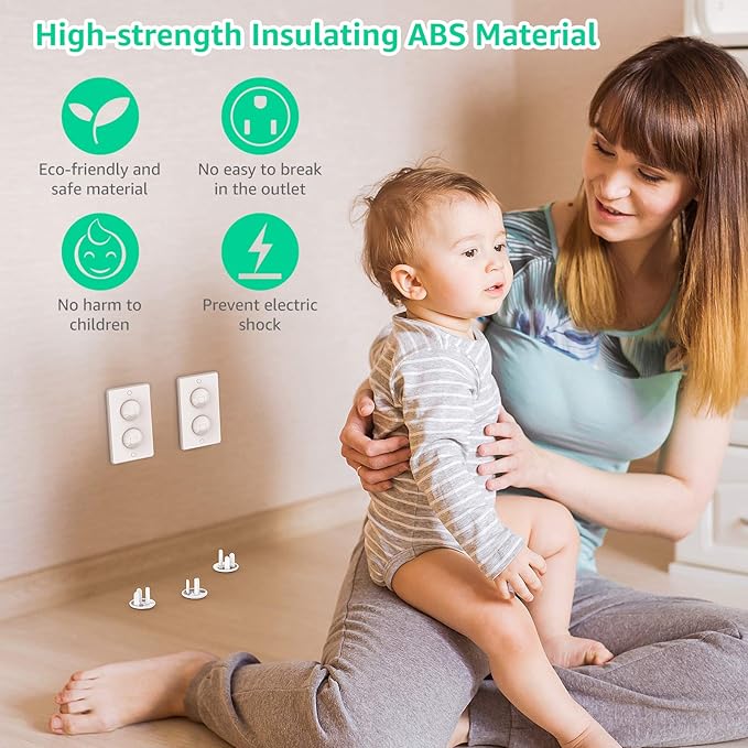 Outlet Covers (42 Pack) with Hidden Pull Handle Baby Proofing Plug Covers 3-Prong Child Safety Socket Cover Electrical Outlet Protectors Baby Proof Plug Protectors