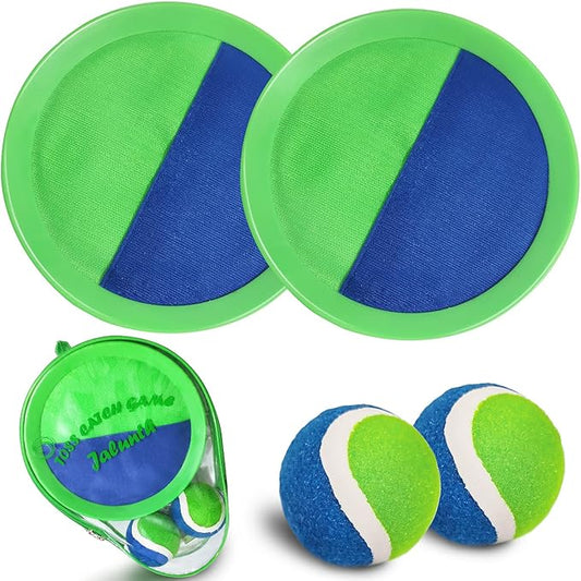 Jalunth Ball Catch Set Games Toss Paddle - Beach Toys Back Yard Lawn Outdoor Pool Backyard Camping Throw Age 3 4 5 6 7 8 9 10 11 12 Years Old Boys Girls Kids Adults Family Outside Easter Gifts Green