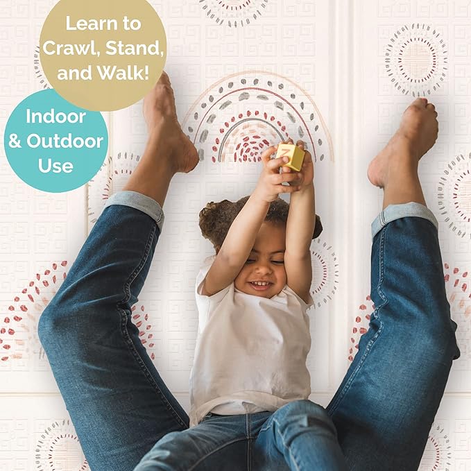 JumpOff Jo - Extra Large Waterproof Foam Padded Play Mat for Infants, Babies, Toddlers, Play Pens & Tummy Time, Foldable Activity Mat, 77 x 70 x 0.6 inches