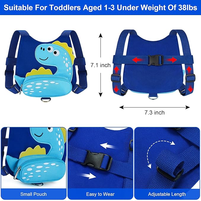 Accmor Toddler Harness Leash with Anti Lost Wrist Link, Cute Dinosaur Kids Walking Restraint Belt, Keep Child Close Hand Strap Tether for Baby Boys Girls Outdoor Travel