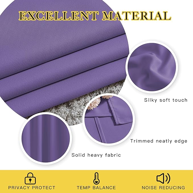 NICETOWN Insulated Curtains Blackout Draperies - Window Treatment Blackout Curtains/Drapes for Bedroom/Living Room Window (63 inches Long, 2 Panel Set, Lilac Purple)