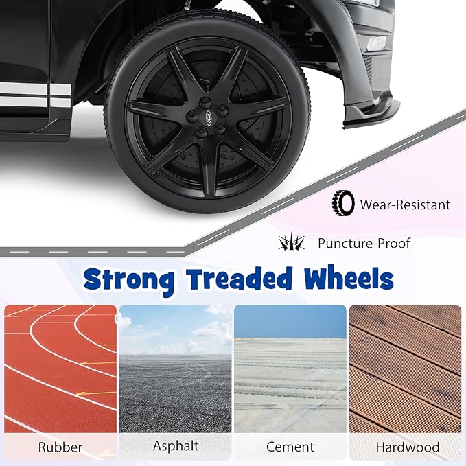 Costzon Ride on Car, 12V Licensed Ford Mustang Shelby GT500 Kids' Electric Vehicles w/Remote Control, USB Port, Radio, Music, Player, High Low Speed & Soft Start, Racing Kids Car for Toddler (Black)