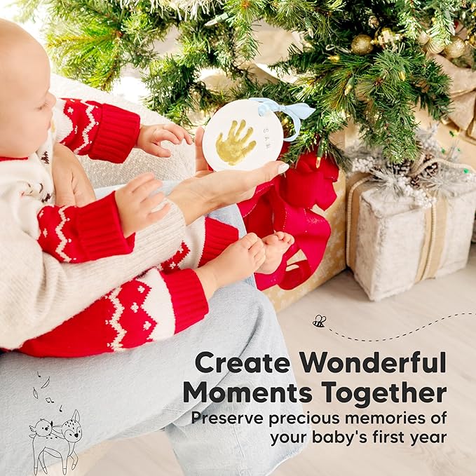 Baby Hand and Footprint Kit Girls, Boys - Personalized Baby Footprint Ornament Kit, Newborn Keepsake Gifts for New Mom, Easy to Use Handprint Makers, Cute Shower Gifts (Candy, Multi-Colored)