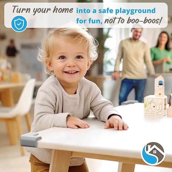 12-Pack Corner Protectors Baby Proof, Furniture Corner and Edge Safety Bumpers, Soft Rubber Foam Cushion Covers, 3M Taped Corner Guards, Baby Child Proofing Pads, Table Corner Protectors, Gray