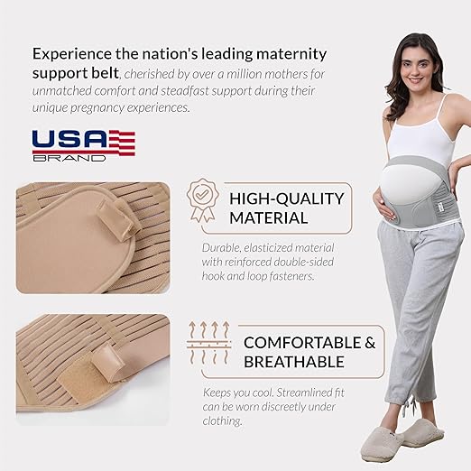 NeoTech Care Pregnancy Support Maternity Belt, Waist/Back/Abdomen Band, Belly Brace (Size XL, Grey Color)