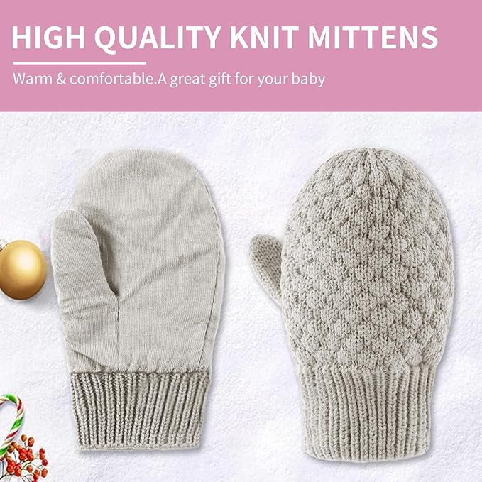 Baby Knit Mittens Toddler Boys Girls Gloves Winter Infant Newborn No Scratch Mitten 0-3 Years